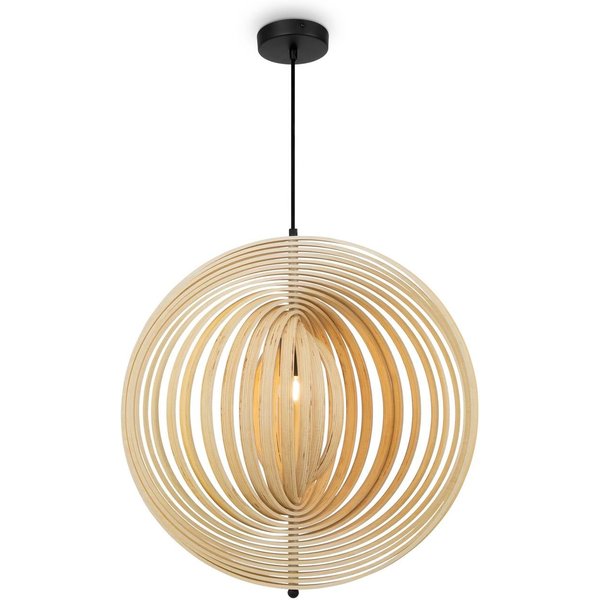 Maytoni Hängeleuchte Roots, Kugelform, Ø 60 cm, Holz/schwarz