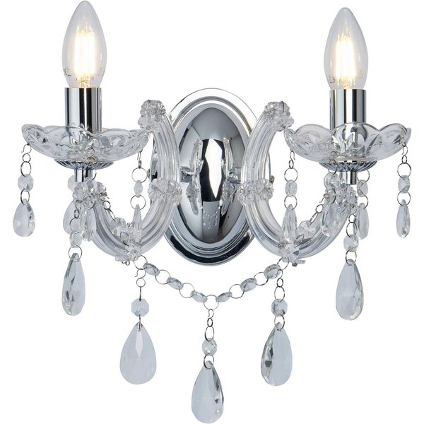 Wandleuchte Marie Therese, chrom, 2-flammig