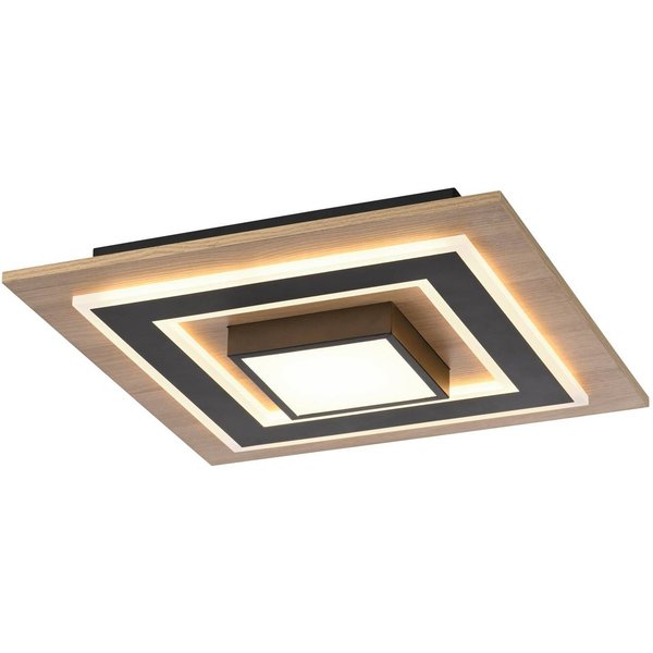 JUST LIGHT. LED-Deckenlampe Tola, eckig, 2-fl., Holz, 3000 K