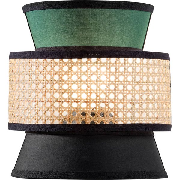 Wandlampe Gazebo, grün/schwarz/natur, Rattan, 27 cm, E27