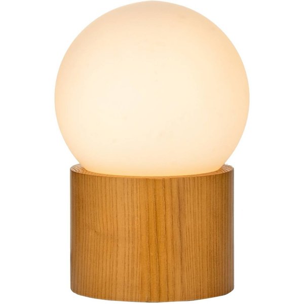 Pauleen Woody Shine Tischlampe, Holzfuß, Glaskugel