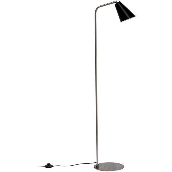 Dyberg Larsen Stehlampe Oswald, schwarz/stahl, Höhe 135 cm