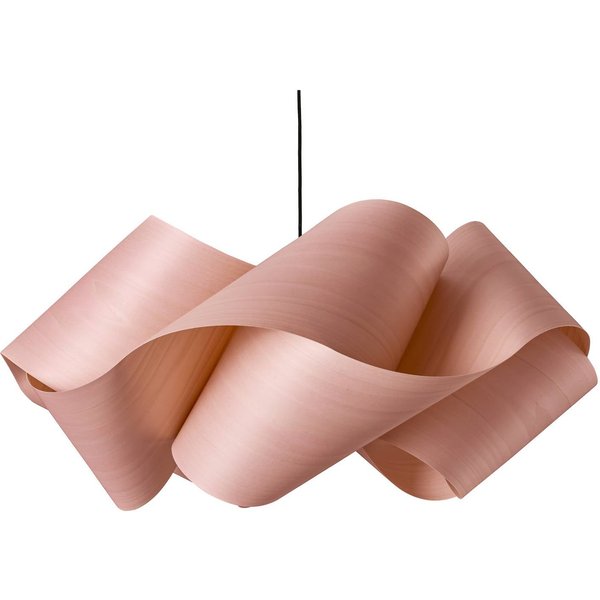 LZF Hängelampe Swirl, hellrosa/nickelfarben, Ø 75 cm, Holz