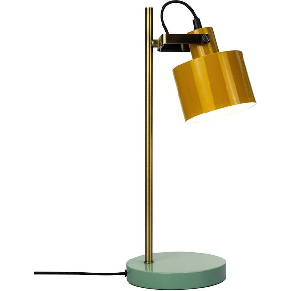 Dyberg Larsen Tischlampe Ocean, curry/messing/türkis, 43 cm