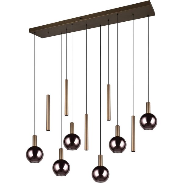 LED-Hängelampe Melaro, 120 cm platin, Metall/Glas 11-flg.