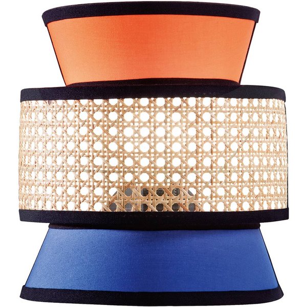 Wandlampe Gazebo, orange/blau/natur, Rattan, 27 cm hoch, E27