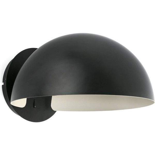 Wandlampe Dominica, schwarz matt, Stahl, Ø 25 cm