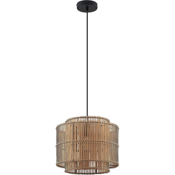 Lindby Pendelleuchte Bridga, Ø 35 cm, schwarz, Bambus