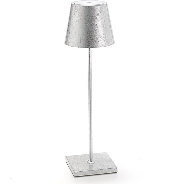 Zafferano Poldina LED-Tischlampe Akku Dekor silber