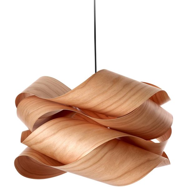 LZF Hängelampe Link, kirschholz-/nickelfarben, Ø 46 cm, Holz