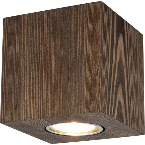 Downlight Tuni, Kiefer, nussbaum gebeizt, 10 x 10 cm