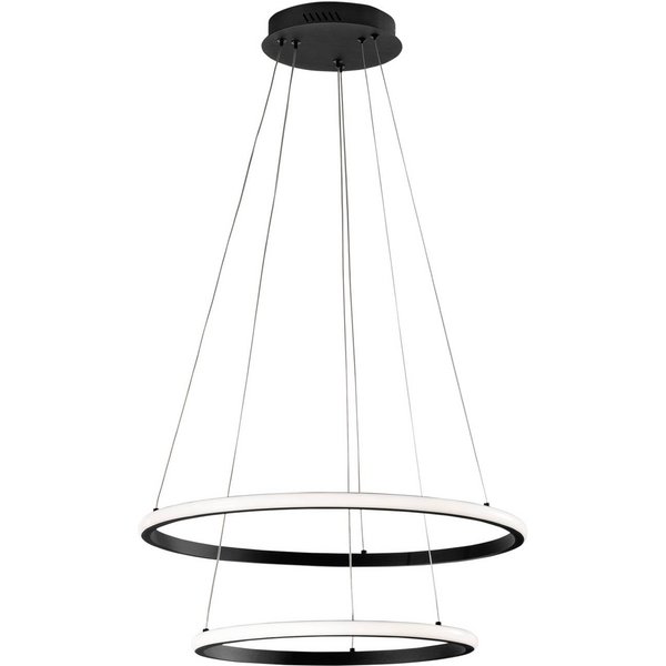 LED-Pendellampe Axis, Ø 60/40 cm, schwarz, Metall, CCT, RGB