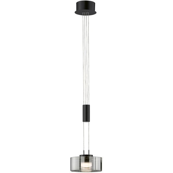 LED-Hängelampe LAVIN, schwarz/rauch, Ø 20 cm Metall/Glas dim