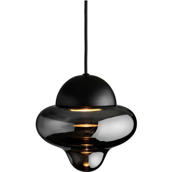 LED-Hängeleuchte Nutty, rauchgrau / schwarz, Ø 18,5 cm, Glas