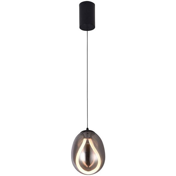 LED-Hängelampe Melanie, Ø 16 cm, rauchgrau/schwarz, Glas