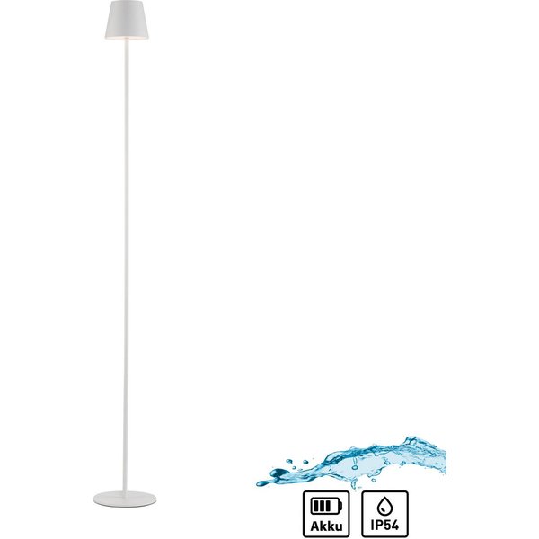 JUST LIGHT. LED-Akku-Stehleuchte Euria, weiß, Eisen, IP54