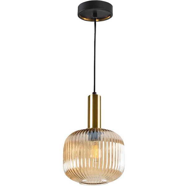 Hängeleuchte Norma, Ø 20 cm, schwarz/amber, Glas, E27