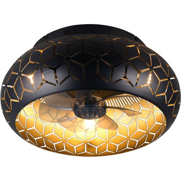 Ventilator mit Licht Bidar, schwarz/gold, DC, leise, Remote