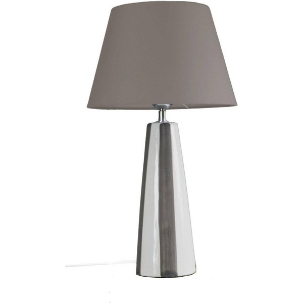 PR Home Tischlampe Leya, braun/weiß, Höhe 54 cm Metall/Stoff
