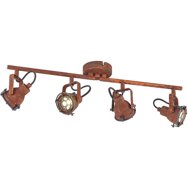 Lindby Deckenspot Scabra, 63 cm, rostbraun, 4-flg., Metall