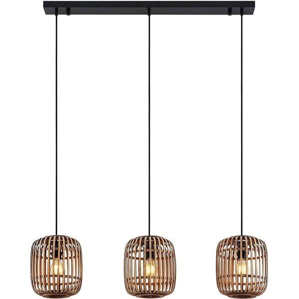 Lindby Pendellampe Canyana, natur, 3-flg., Rattan, 105 cm