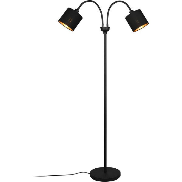 Stehlampe Tommy, schwarz/gold, Höhe 130 cm, 2-flg. Stoff