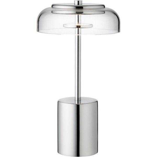 Nuura LED-Akku-Tischlampe Blossi, Höhe 26 cm, chrom/klar