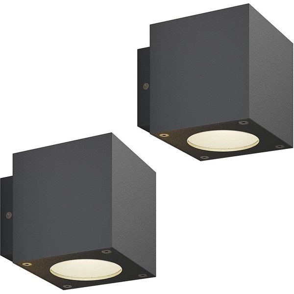 LED-Außenwandleuchte Jarno, anthrazit, 2er-Set, Metall, 9cm