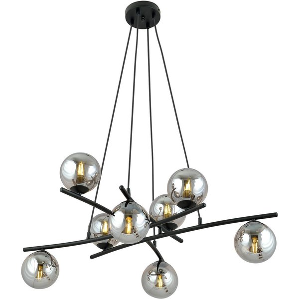 Hängeleuchte Glassy, Glas grafit, 100 cm, 8-flg., gekreuzt