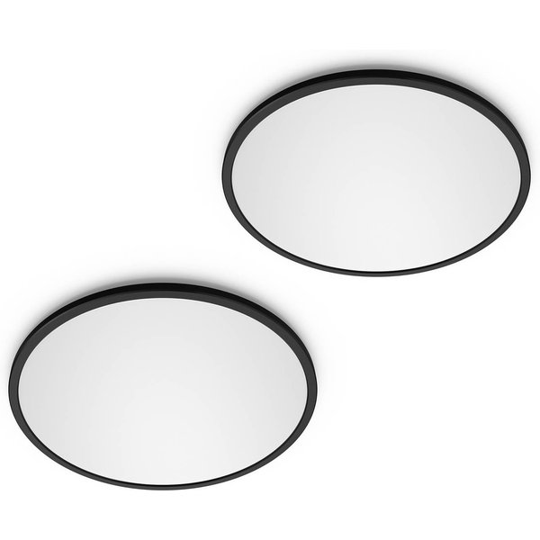 Philips LED SuperSlim 2er-Set schwarz IP44 Ø 25cm 2.700K