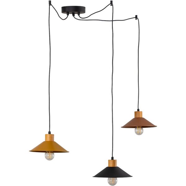 Hängelampe Manavgat N-554 3fl. gold/schwarz/kupfer