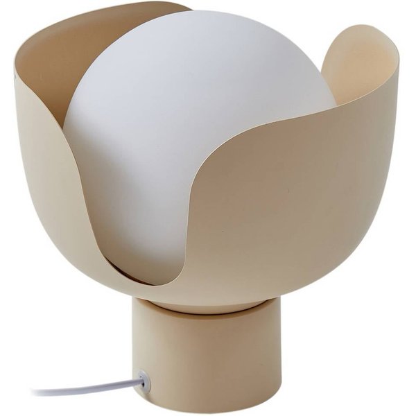 Lindby Tischleuchte Fiora, beige, Glas, Metall, Ø 20 cm