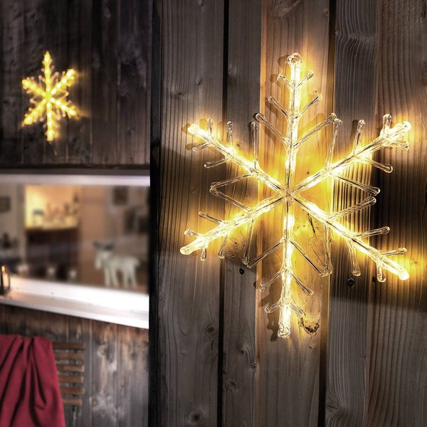 Leuchtende LED Schneeflocke, warmweiß 40cm