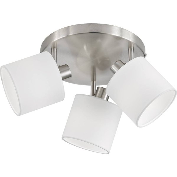 Deckenstrahler Tommy, nickel/weiß, Ø 25 cm, 3-flg. Stoff