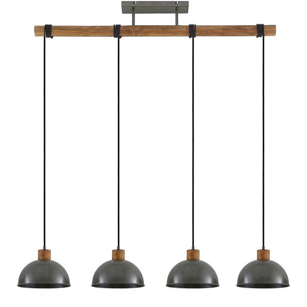 Lindby Hängelampe Durbis, 116 cm, 4-flammig, grau, Holz, E27