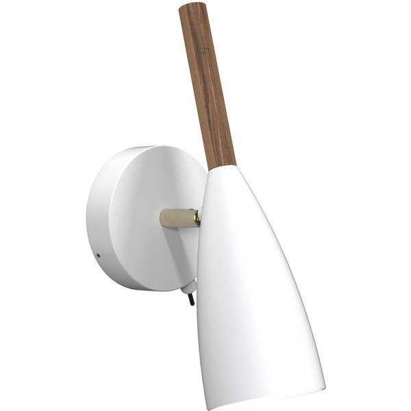 Wandleuchte Pure in Weiß mit Holzelement