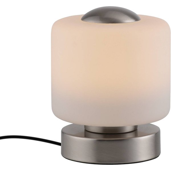 Paul Neuhaus LED-Tischlampe Bota, stahlfarben, Glas, dimmbar