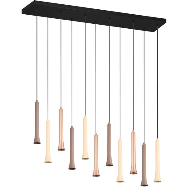 LED-Hängeleuchte Fiato, 11-fl., lang, Metall, taupe, coffee