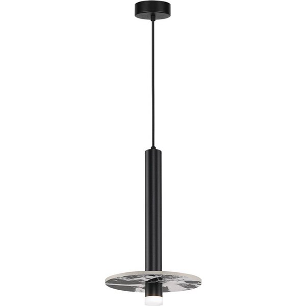 LED-Hängelampe Leandros, schwarz, Ø 40 cm, Kunststein/Metall