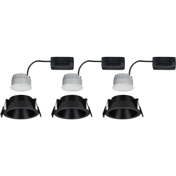 Paulmann LED-Einbaulampe Cole Coin schwarz Ø9cm IP44 dim 3er