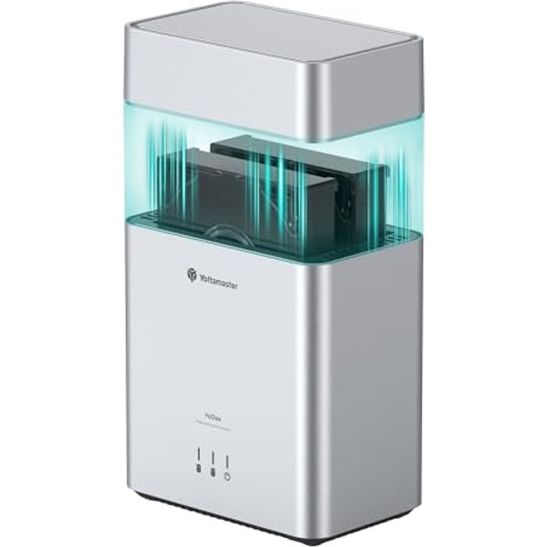 Yottamaster 2-Bay 3.5" HDD Enclosure, Tool-Free Magnetic Top Cover – Supports 48TB (2×24TB), Silent Fan, Auto Sleep, Plug & Play (Win/Mac/Linux), 1