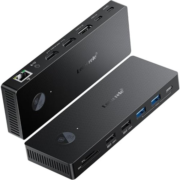USB C Docking Station Triple Monitor, Lemorele 13 in 1 Laptop Docking Station with 2* 4KHDMI,DP/Displayport, 4*USB, USB-C 3.0, Gigabit Ethernet,100W P