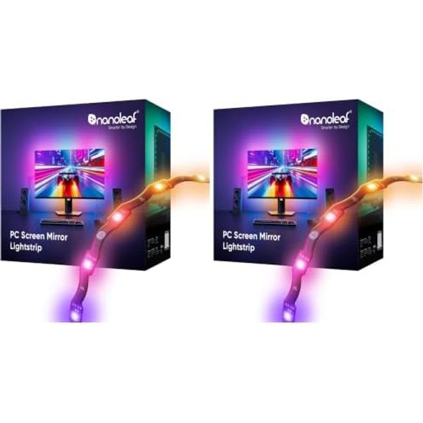 Nanoleaf PC Screen Mirror LED Strip Light, 2.5M RGBIC Zigzag Backlights (Pack of 2)