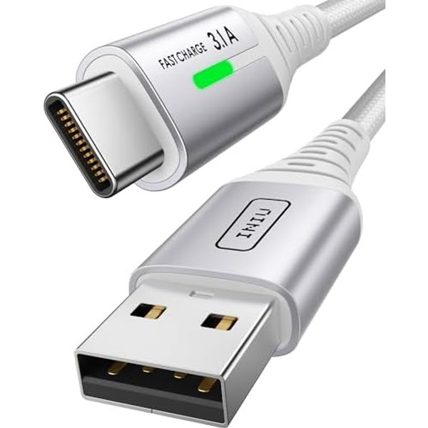 INIU USB C Charger Cable, 2m White USB A to C Cable Fast Charging