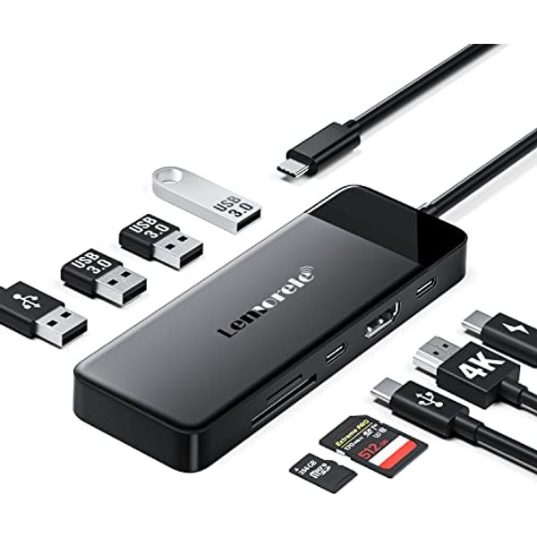 Lemorele Laptop Docking Station,9 in 1 USB C Hub with 4K HDMI