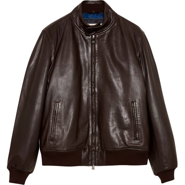 Uomo Roy Rogers Giacca Padded Baracuta In Pelle Lavata
