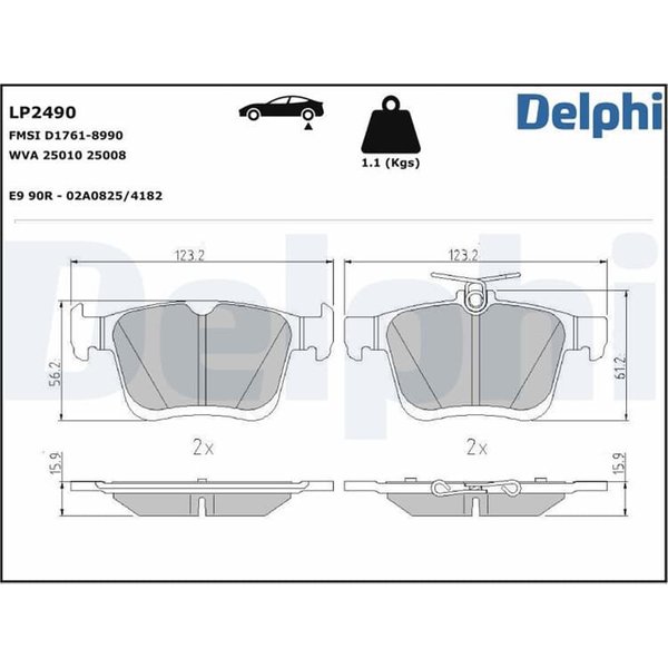 Delphi BremsbeläGe Hinten Audi Seat Skoda Vw LP2490-image