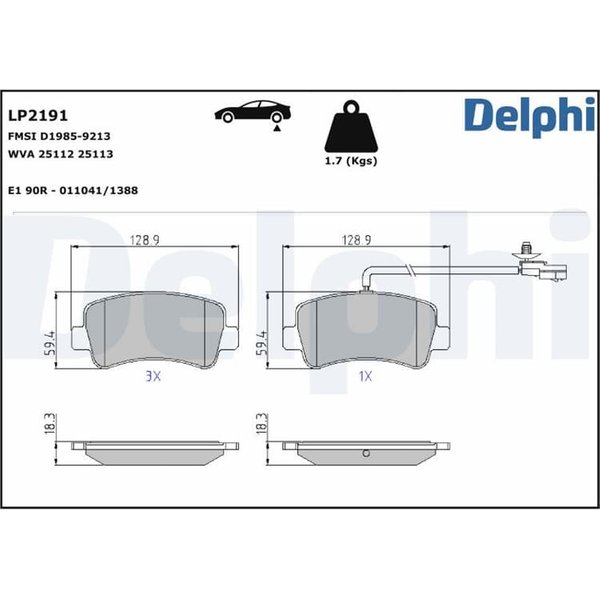 Delphi BremsbeläGe Hinten LP2191 Nissan Interstar Nv400 Opel Movano Renault Master-image