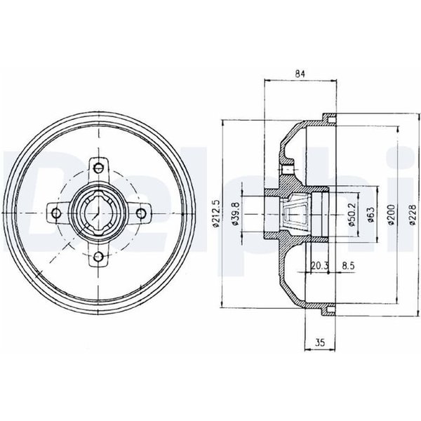 Delphi Bremstrommel Chevrolet Corsa Opel Combo Corsa Tigra BF293-image