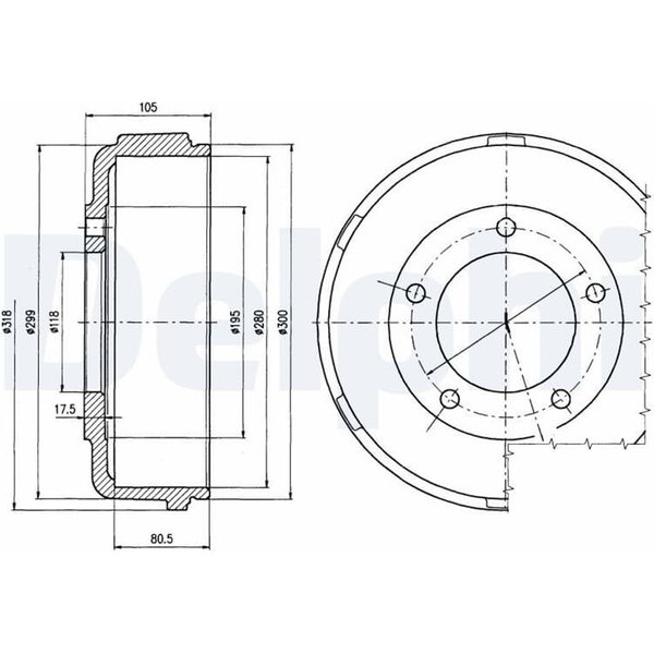 Delphi Bremstrommel Ford Transit 2,0 2,3 2,4 BF478-image